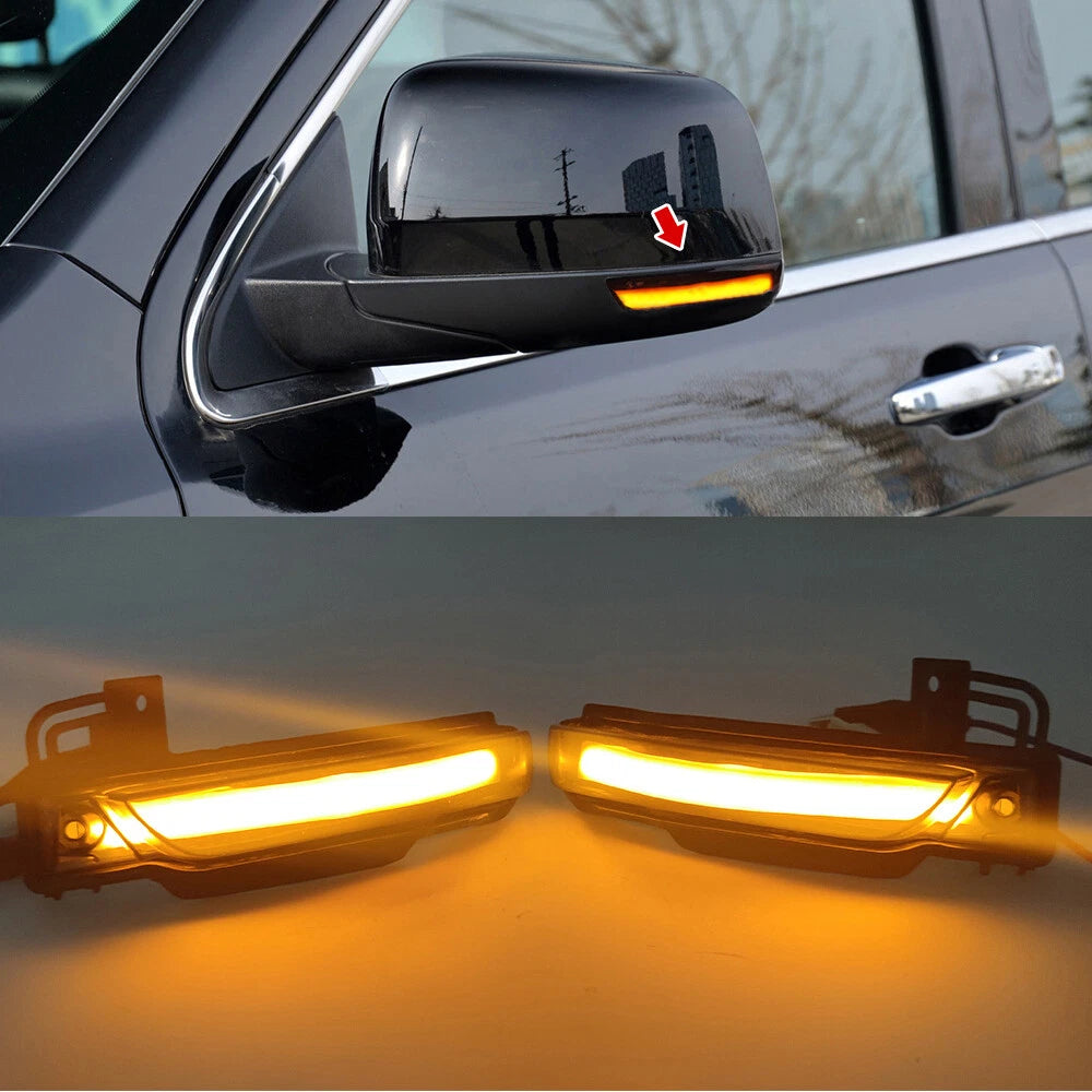 2x Smoked LED Mirror Light Indicator For 11-22 Jeep Grand Cherokee Dodge Durango