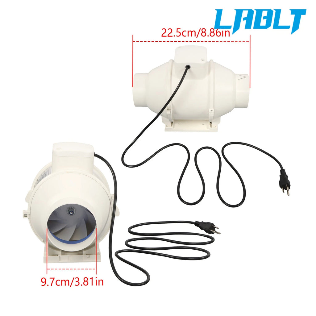 4" Inline Ventilation Exhaust Blower Fan for Kitchen Hydroponics (LABLT)