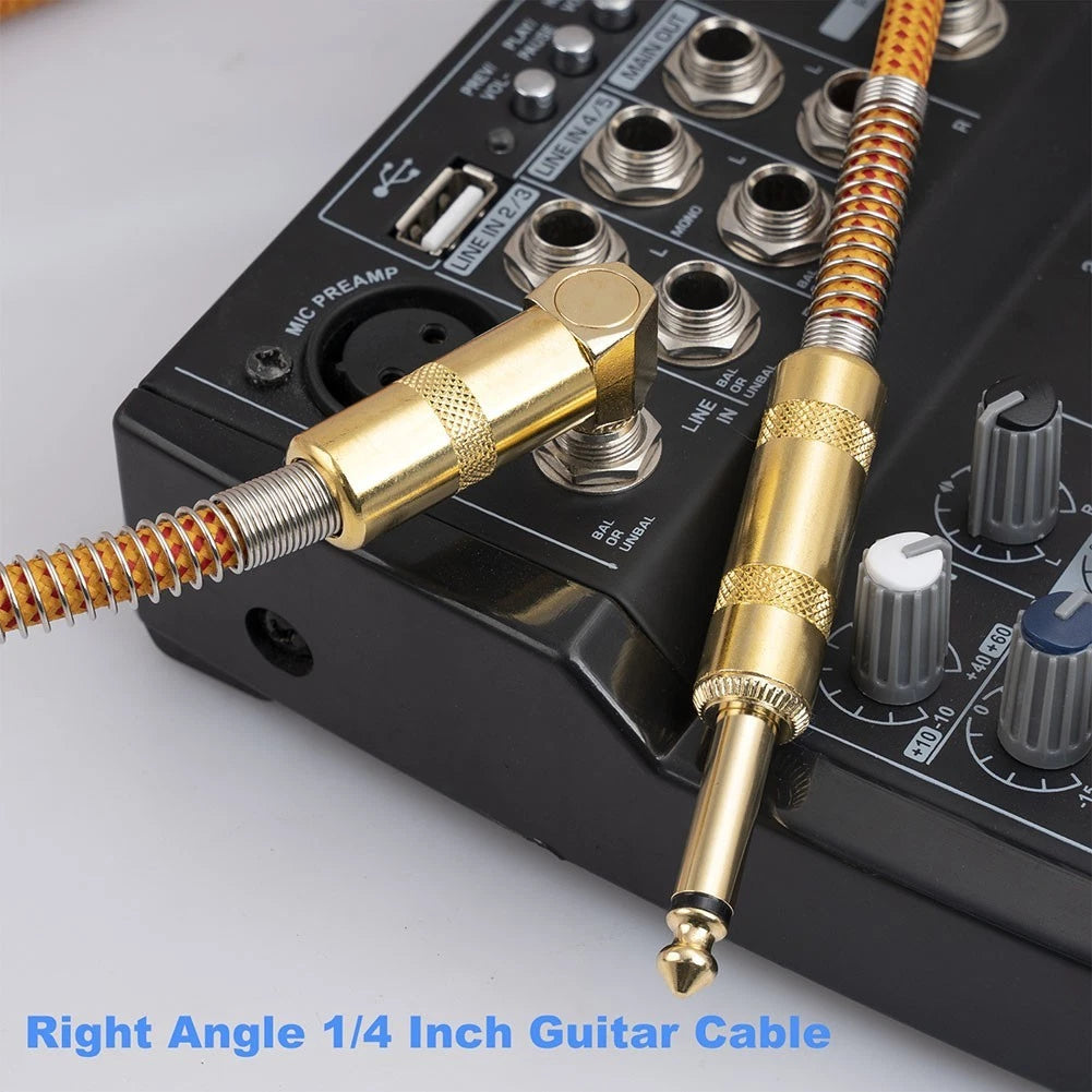 Right Angle Guitar Cable for Mixers & Power Amplifiers