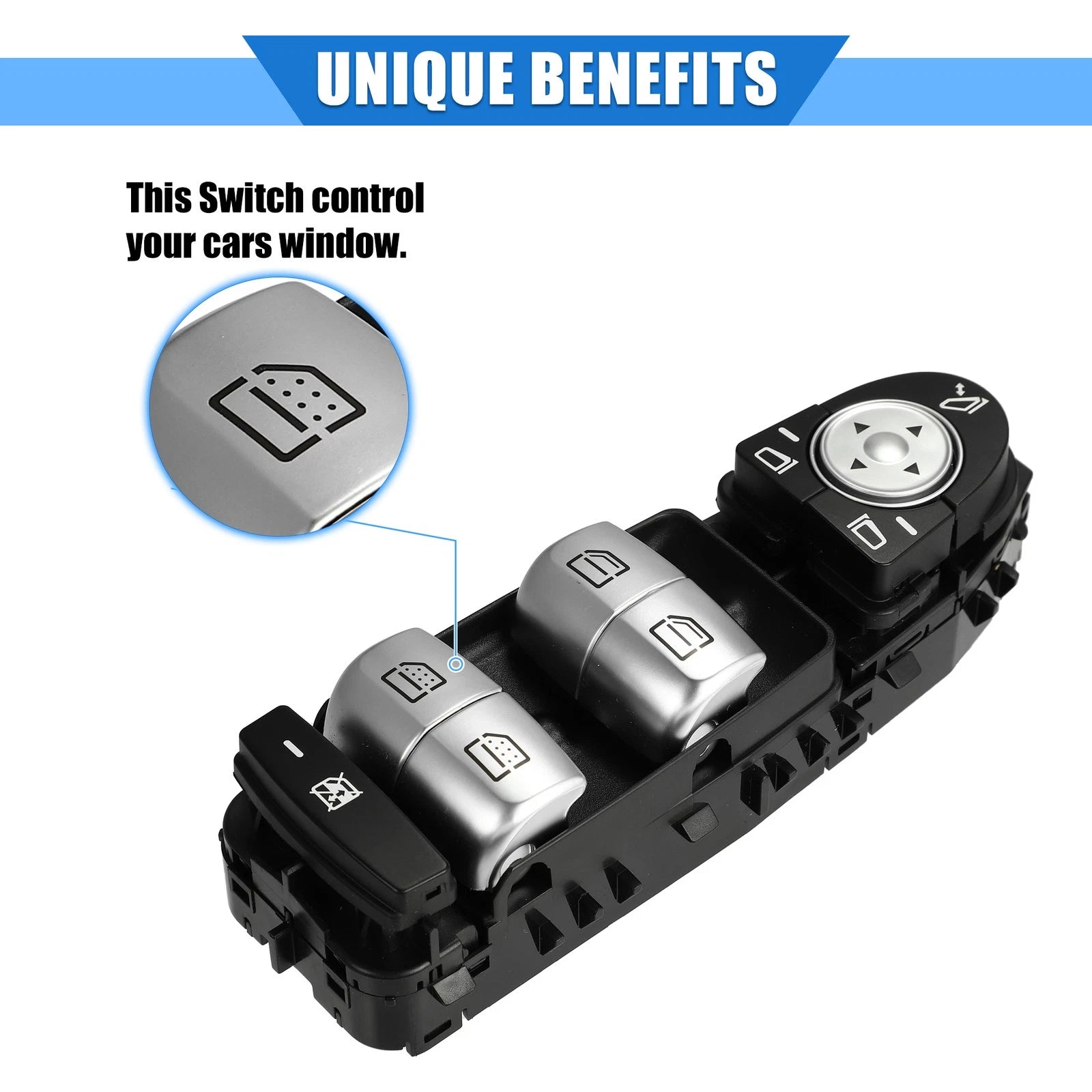 Window Control Switch for Mercedes-Benz S-Class (Plastic Black)