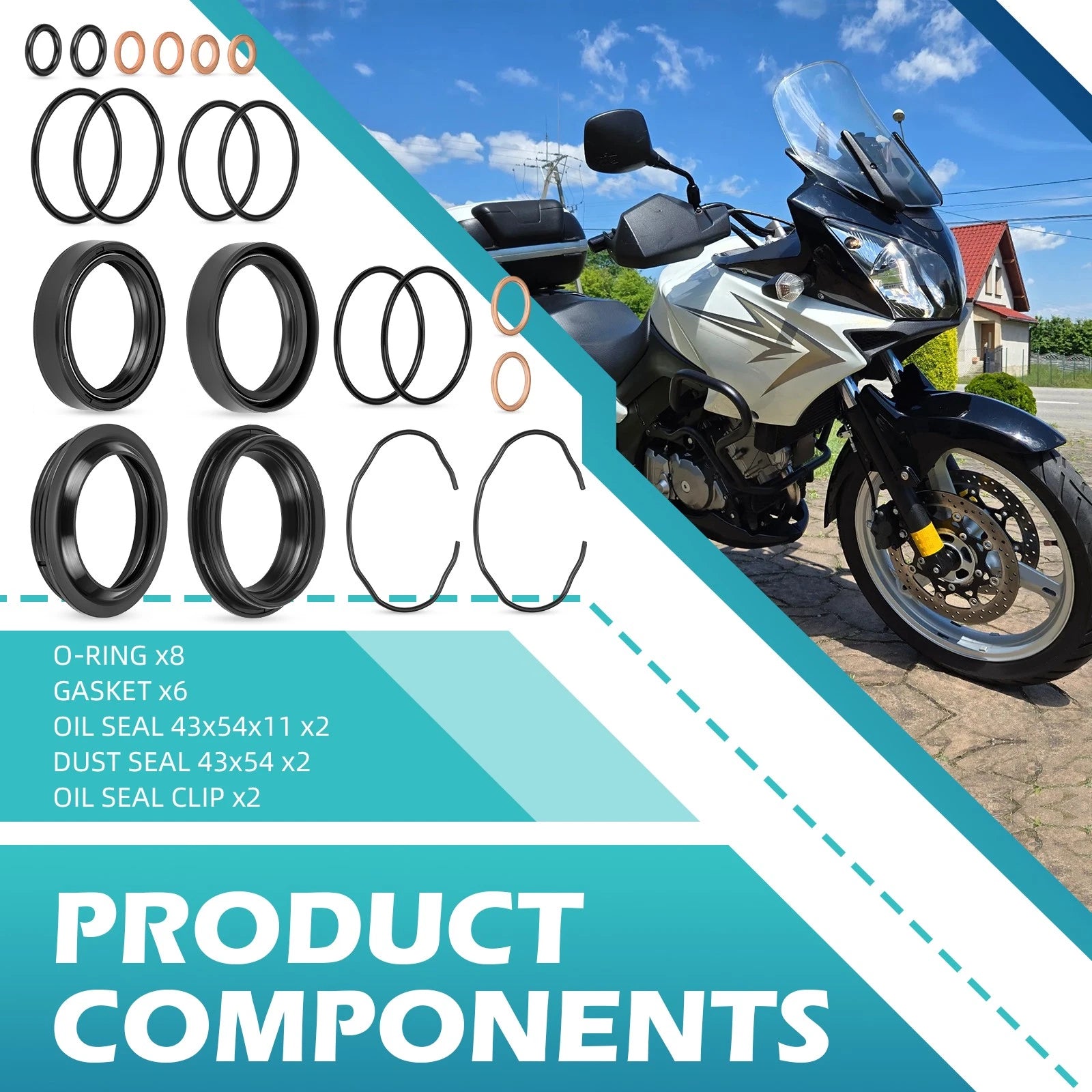 Front Fork Dust Oil Seals Kit for Suzuki V-Strom 650 DL650 (2004–2011)