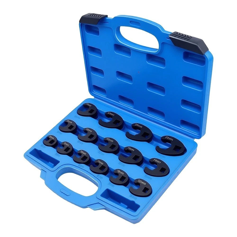 15 Pc Crow Foot Wrench Kit for Hydraulic and Fuel Line Work