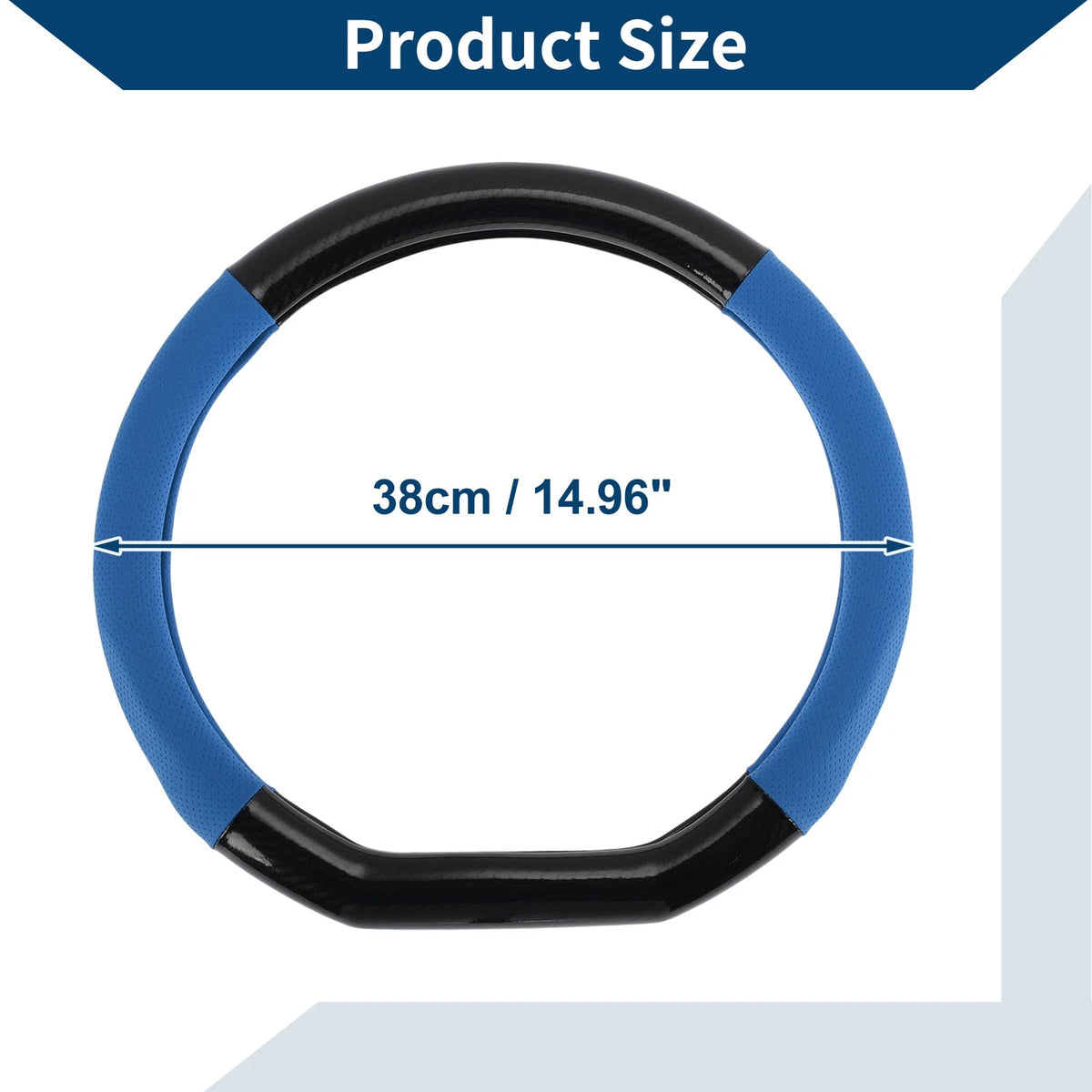 Steering Wheel Cover for Universal Fit (14.96") Black Blue 1 Pc