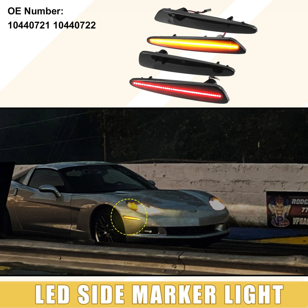 LED Side Marker Lights Front Rear 2 Pair for Chevrolet Amber Red (2002–2006)