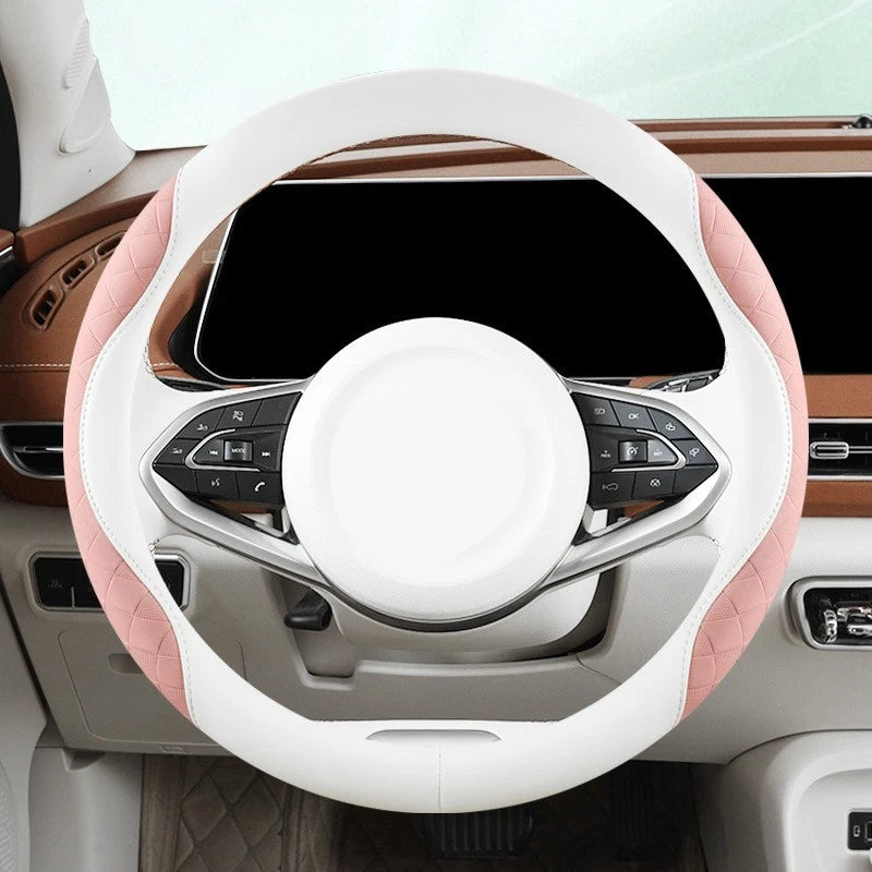 For General 3D Pattern Leather Car Steering Wheel Cover Non Slip Breathable All