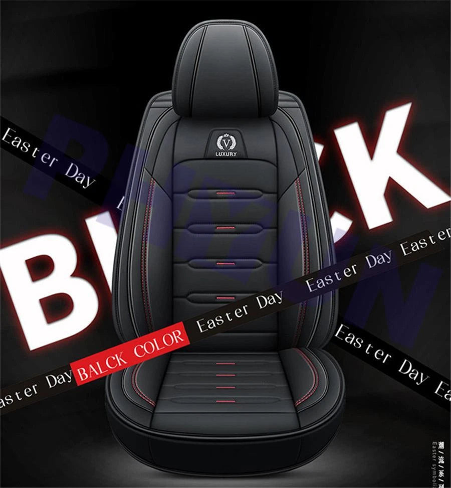 Set of 2 Car Seat Covers for Universal Fit (Front & Rear) PU Leather Black/Red