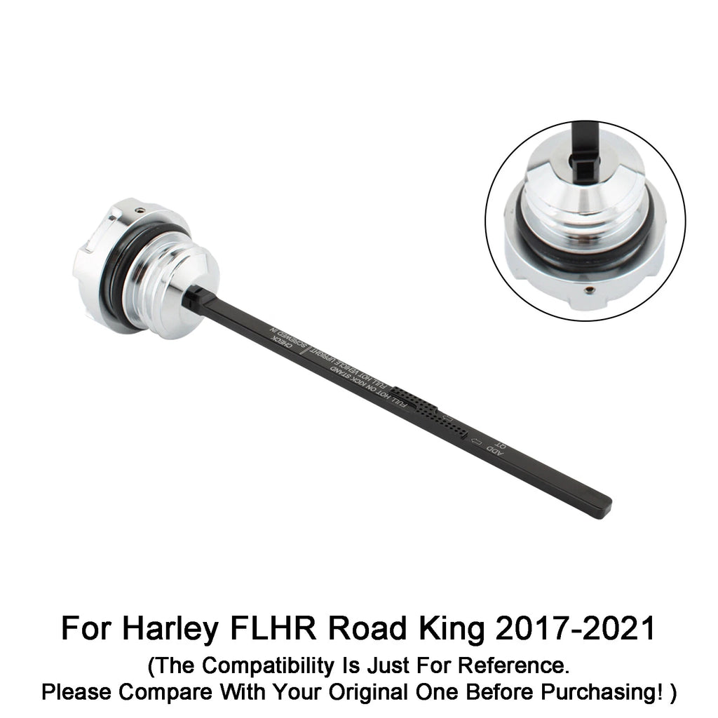 Oil Dipstick Tank Cap Plug for Harley Road Electra Street Glide Road King (2017–2021) Silver