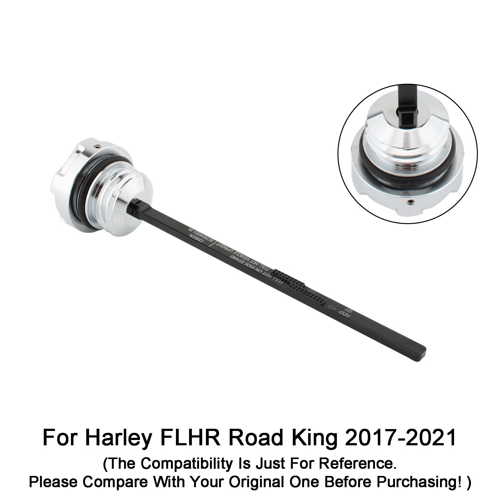 Oil Dipstick Tank Cap Plug for Harley Road Electra Street Glide Road King (2017–2021) Silver