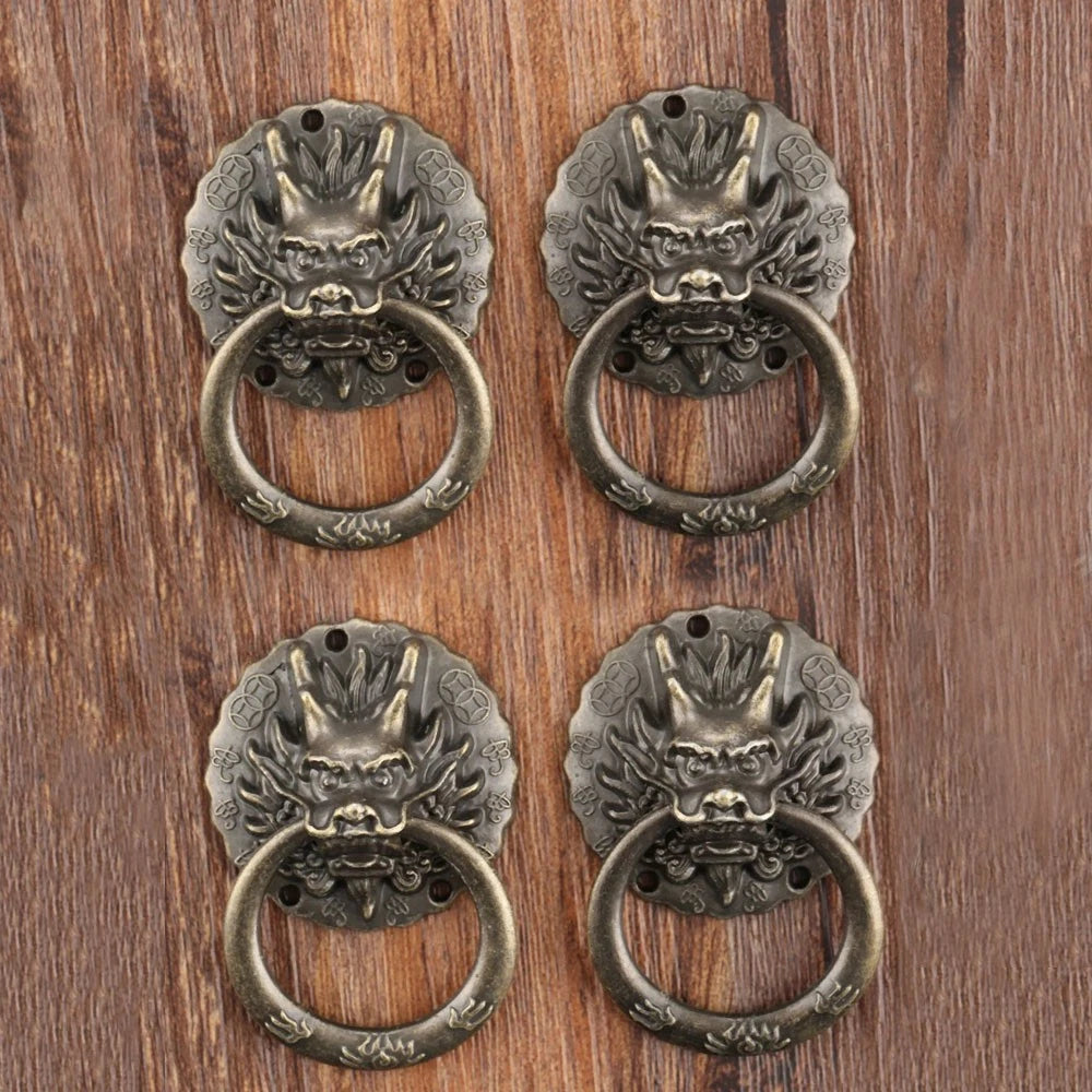4X Antique Dragon Head Drawer Door Cabinet Knob Pulls