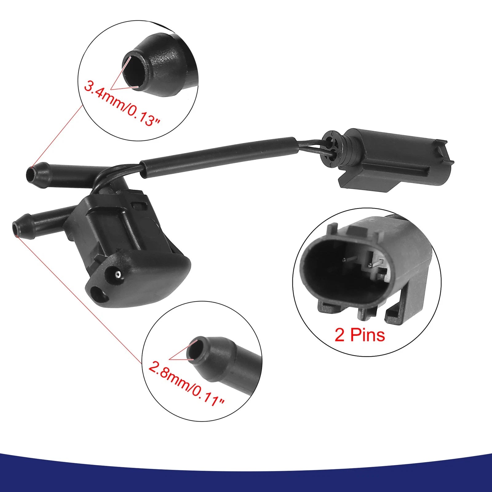 Windshield Washer Nozzles with Heating Replacement for BMW 5 Series E39 (1997–2003)
