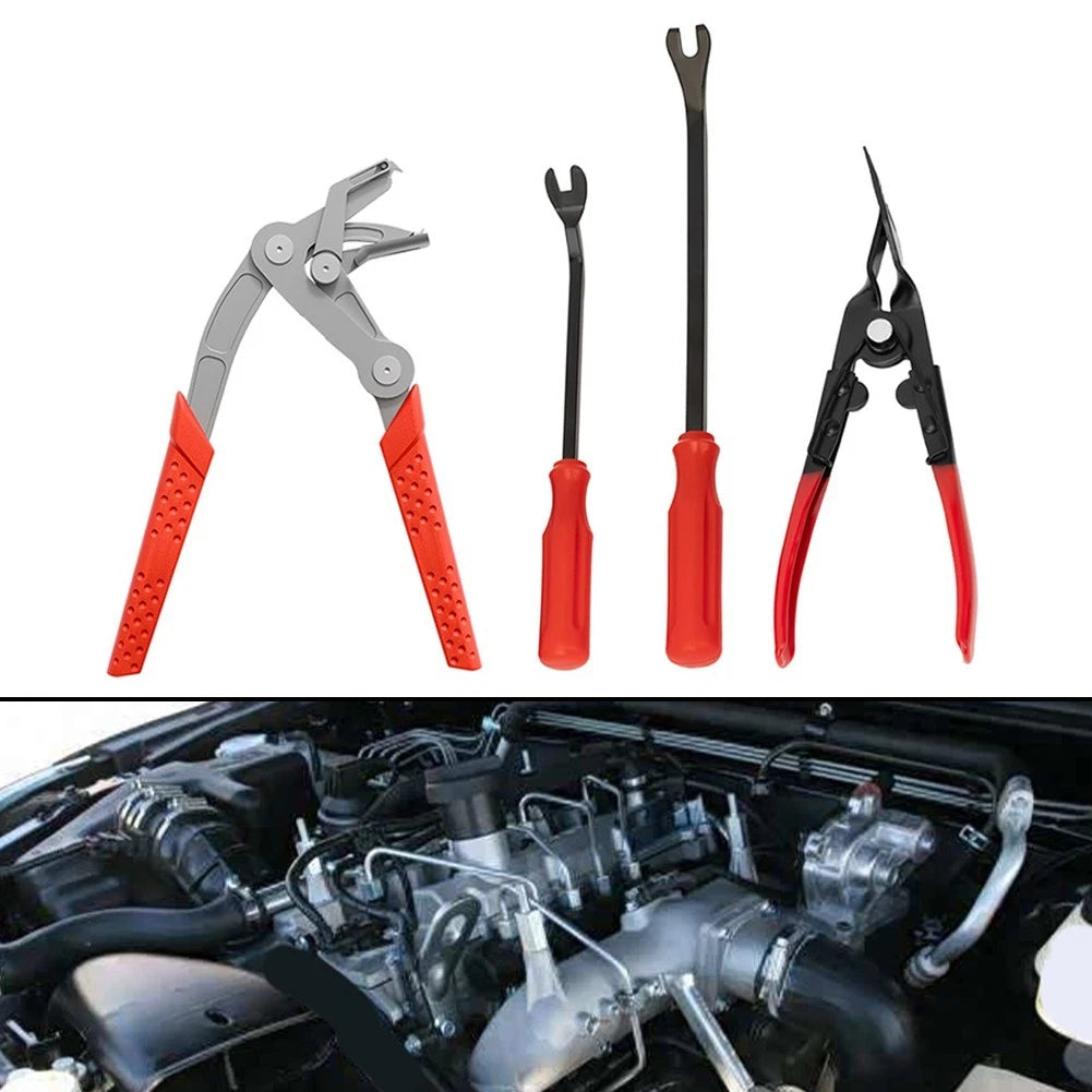 4X Car Panel Clip Remover Stainless Steel for Door Trunk Undercarriage