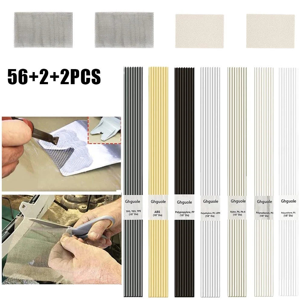 60X Plastic Welding Rods with Stainless Steel - 7 Types, Odorless
