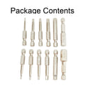 Hex Bit Connector Set for Quick Change Hexagonal Key (1/16 - 3/8 Inch)