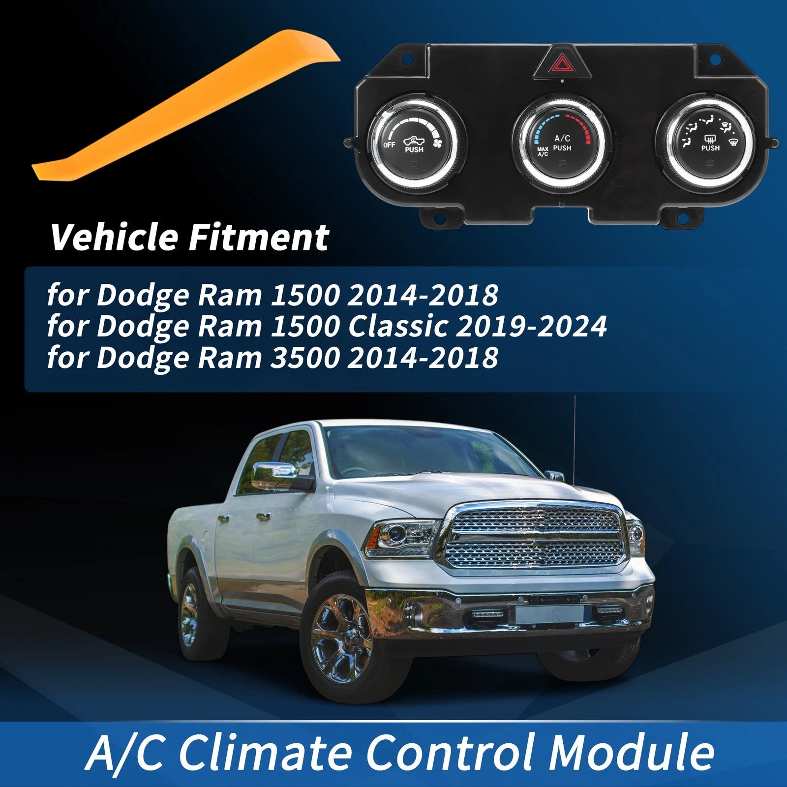 A C Heater Climate Control Module Panel Replacement for Dodge Ram 1500 (2014–2018)