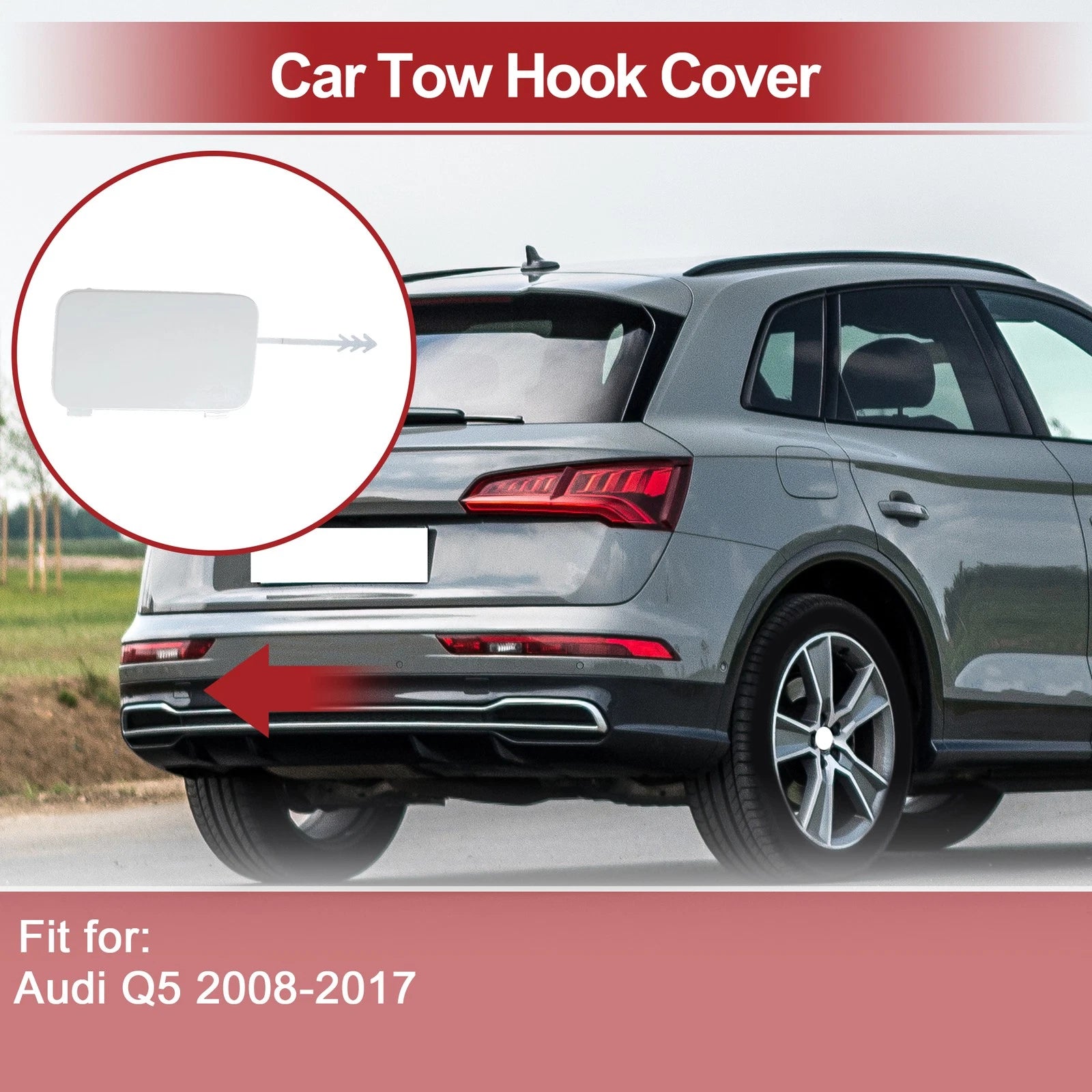 Tow Hook Cover Cap for Audi Q5 (2008–2017) 8R0807449 White Plastic