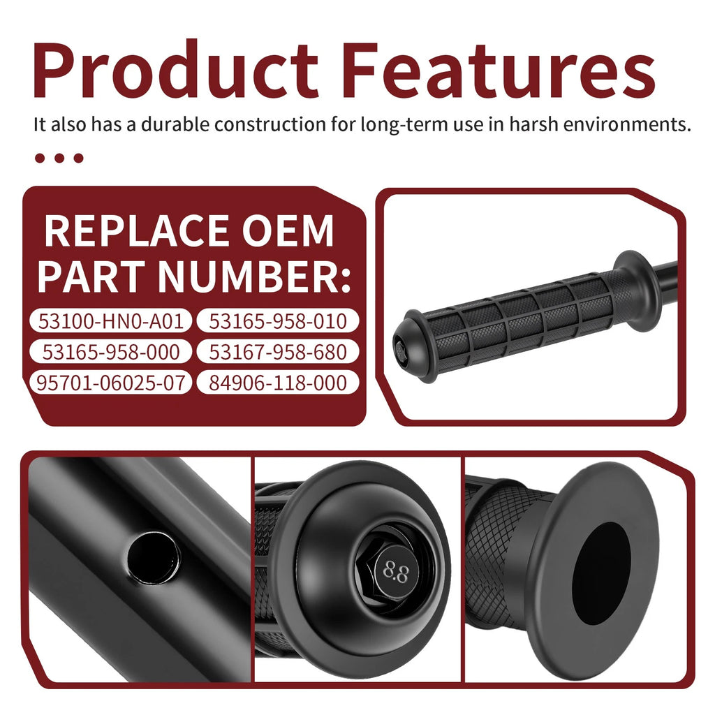 Handlebar & Grip w/ Bar End for Honda Foreman 450 TRX450ES/S/FE/FM (1998–2001)