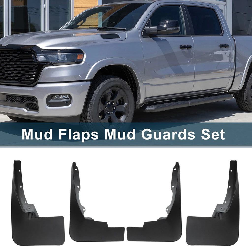 Mud Flaps Splash Guards Kit for Dodge Ram 1500 (2019–2024) No-Drill