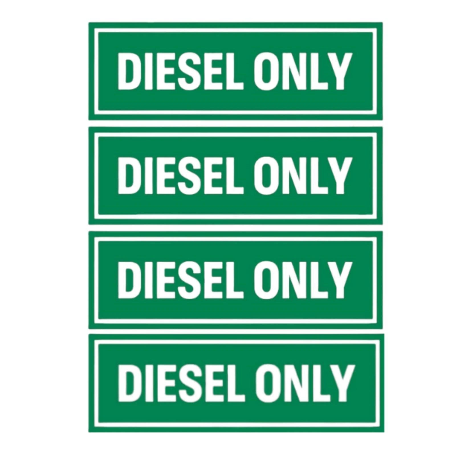 Set of 4 Diesel Only Stickers for Boats Fuel Containers - High Visibility Decal