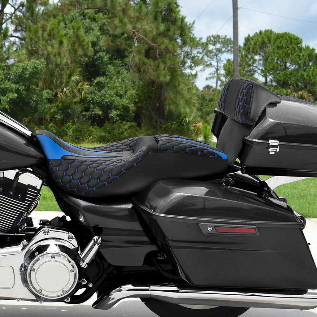 Seat Backrest Pad for Harley Street Glide (2014–2023) - Black Blue