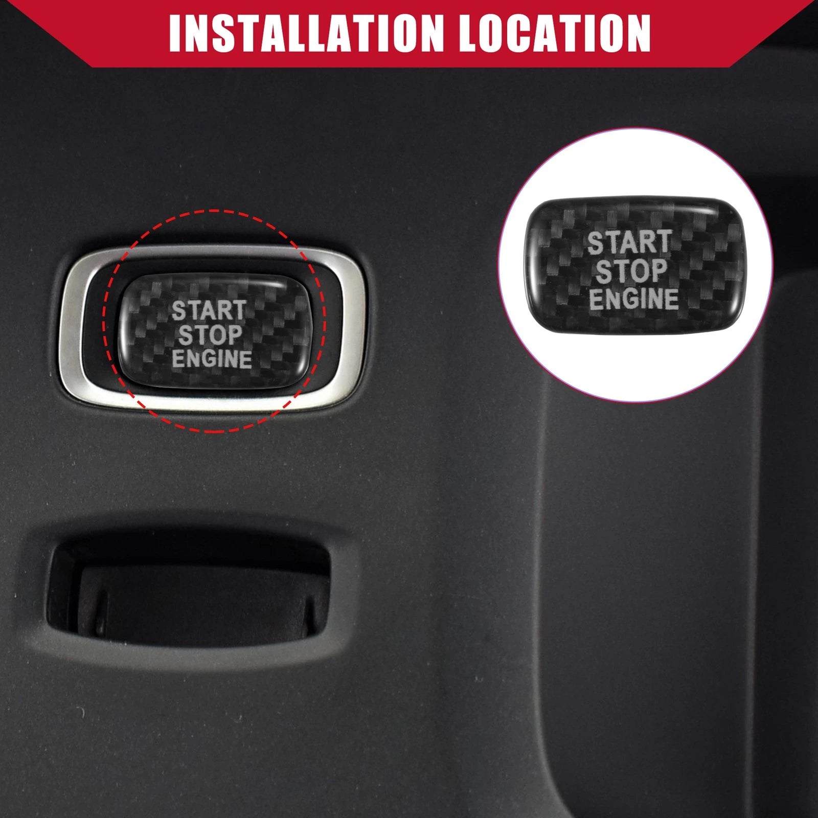 Carbon Fiber Engine Start Stop Button Cover for Volvo S60 (2011–2019)