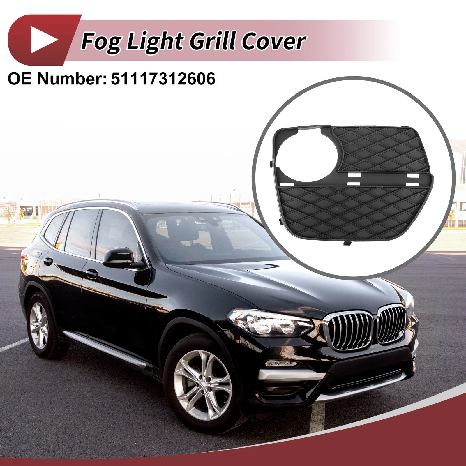 Fog Light Grill Front Right Replacement for BMW X6 (2012–2014)
