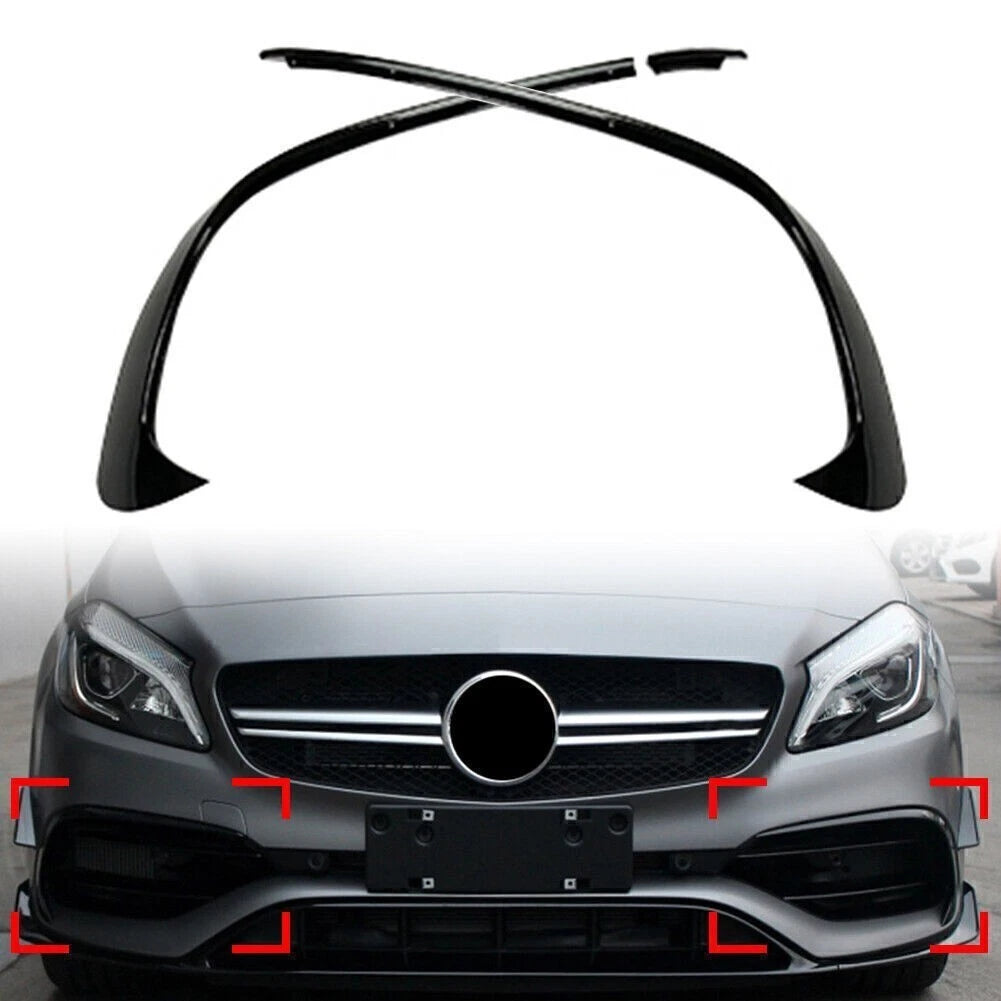 2X Front Bumper Lip Splitter Spoiler for Mercedes Benz A-Class W176 (2016–2018)