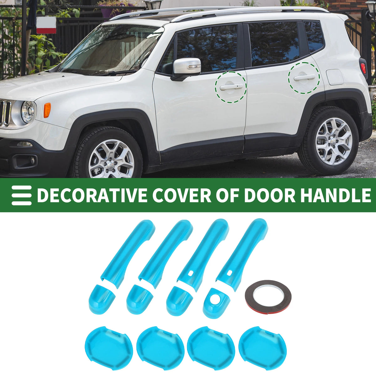 Exterior Door Handle Cover Set for Jeep Renegade (2015–2021) ABS Light Blue