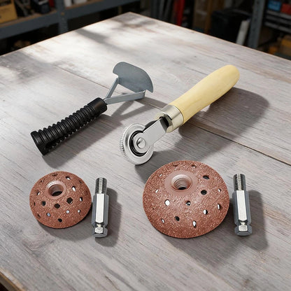 Compact Tire Repair Kit for Universal Use (415g) - 2 Bowl Rasps, 1 Stitch Roller, 1 Scraper