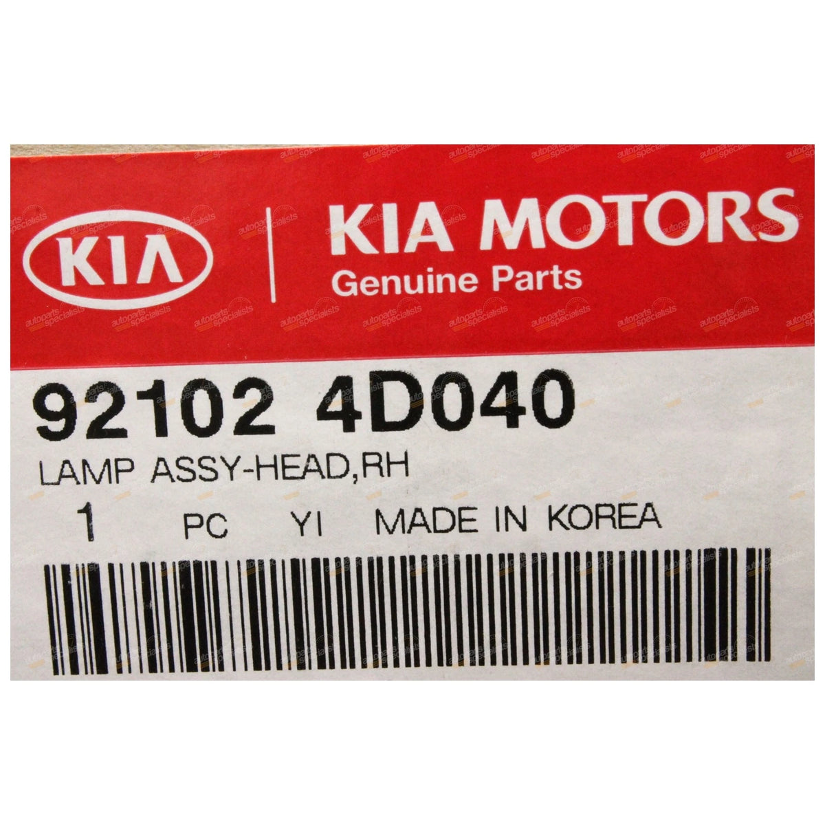 RH Genuine Headlight for Kia Carnival Grand Carnival VQ (2005–2010) RHS