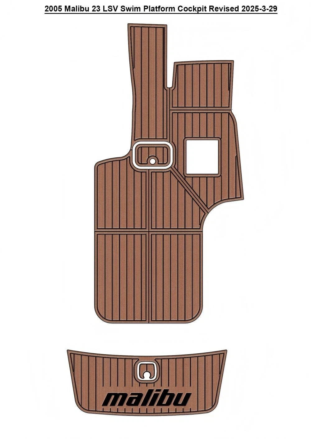 EVA Pads for Malibu 23 LSV (2005) Swim Platform Cockpit Boat Flooring Mat