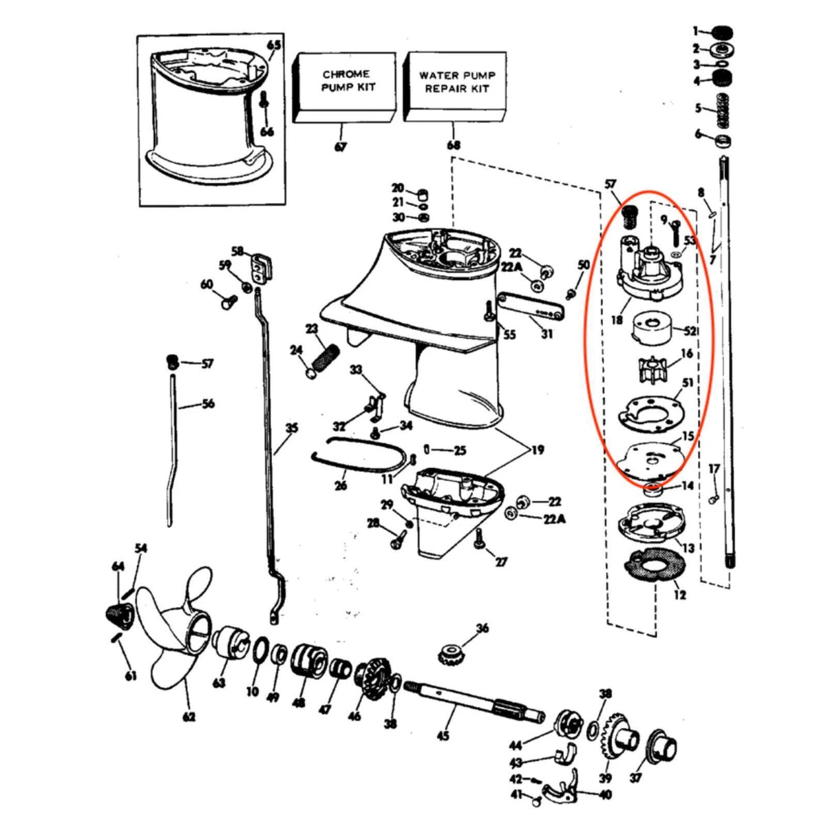 763758 Outboard Water Pump Repair Kit Replace Evinrude Johnson OMC 5.5 6 7.5 HP
