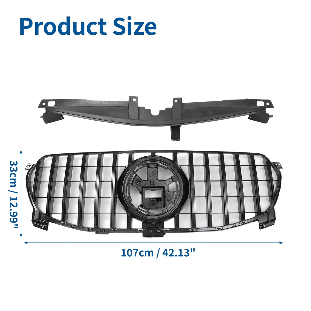 Front Upper Bumper Grille Grill Replacement for Mercedes-Benz GLE350 2020-2022 Black