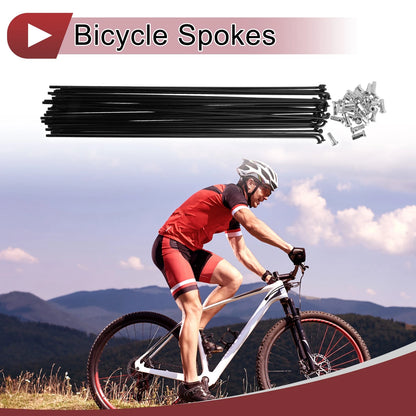 Bicycle Spoke Set 257 mm Carbon Steel Black for 12G Wheel (28 Pieces)