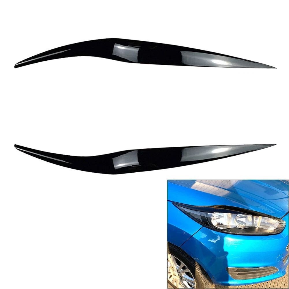 Front Headlight Eyebrow Cover Trim for Ford Fiesta MK6.5 (2013–2017) Glossy Black