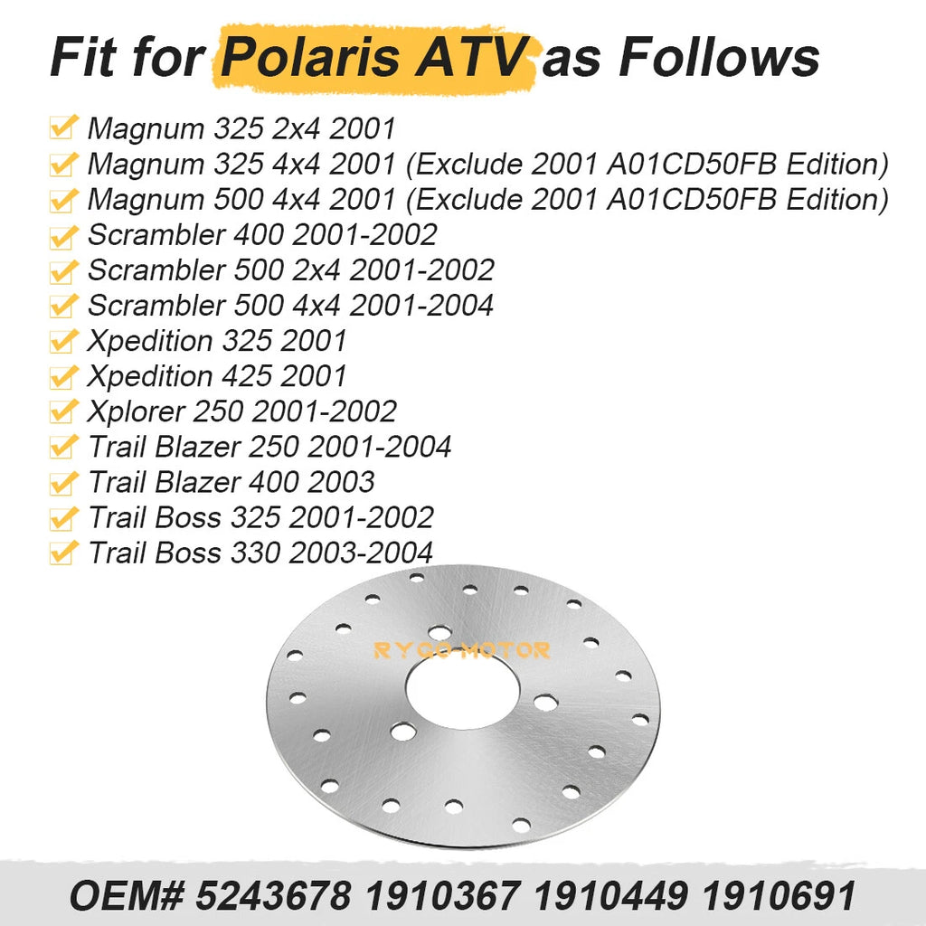 Rear Brake Disc Rotor for Polaris Scrambler 400 500 (2001–2004)