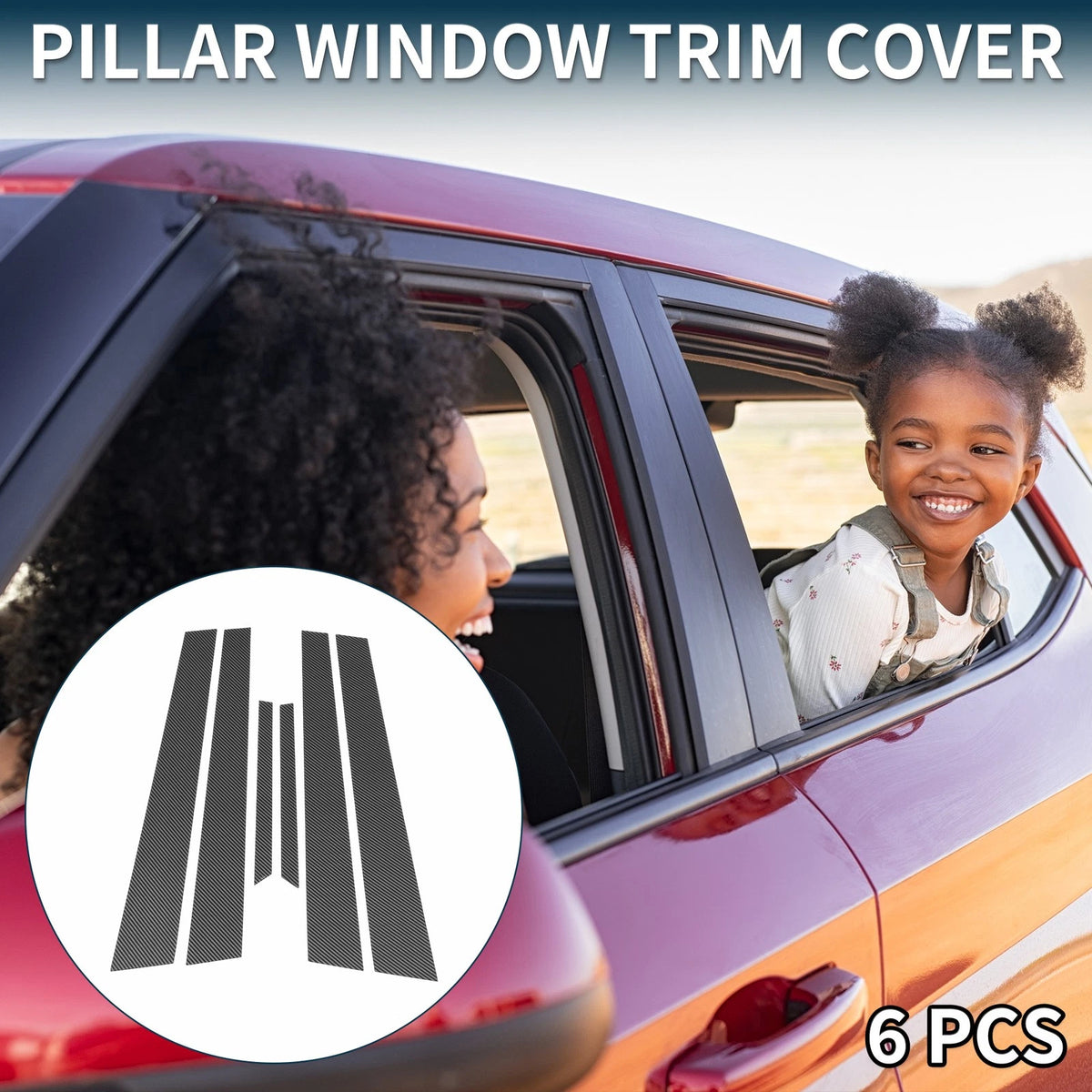 Door Pillar Window Trim Kit 6 Pcs for Honda Accord (1998–2002) Carbon Fiber