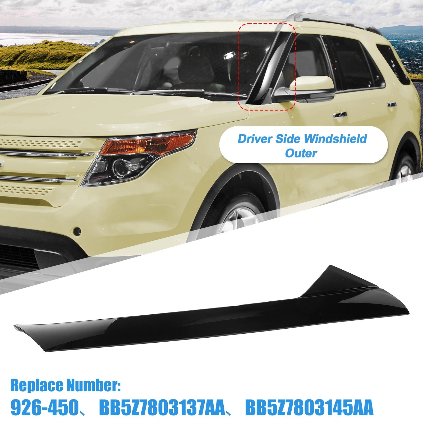 Windshield A-Pillar Trim Panel Driver Side Replacement for Ford Explorer (2011–2019)
