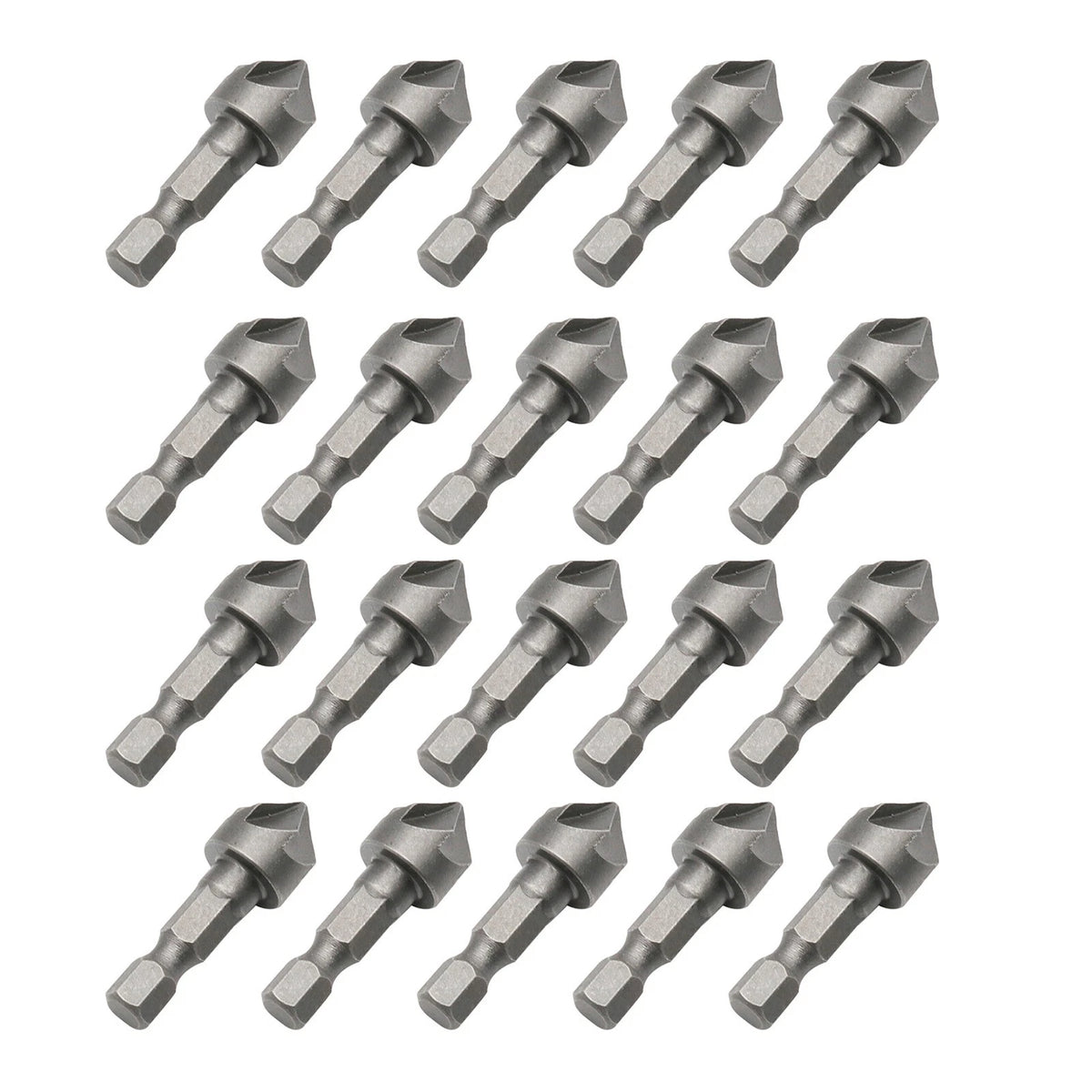 20PCS 6-Flute Countersink Cutter 90 Degree 1/4" Hex Shank for Aluminum Plastic