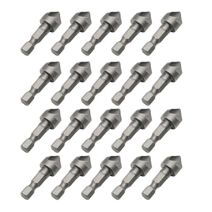 20PCS 6-Flute Countersink Cutter 90 Degree 1/4" Hex Shank for Aluminum Plastic