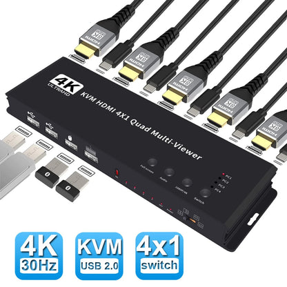 4K HDMI Quad Multi-Viewer KVM Switch for Video Wall Controller