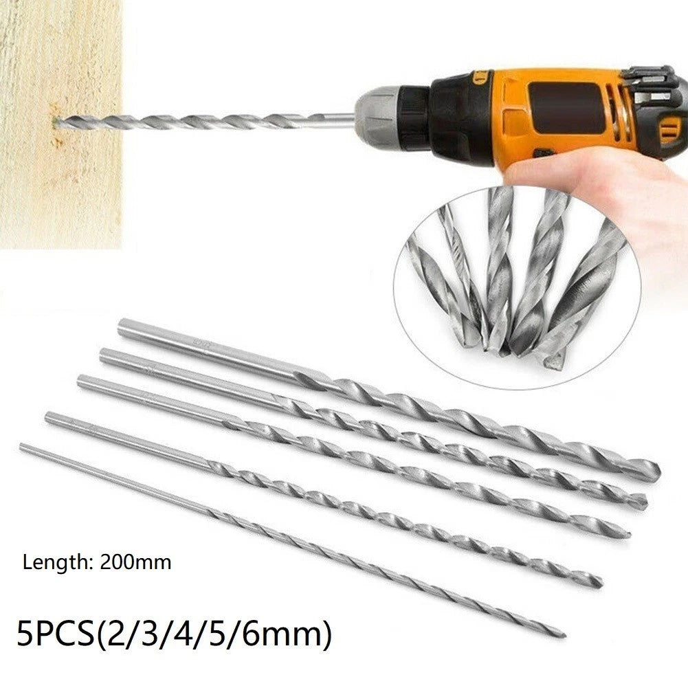 5PCS Extra Long Drill Bits for Metal Drilling Tool (200mm)