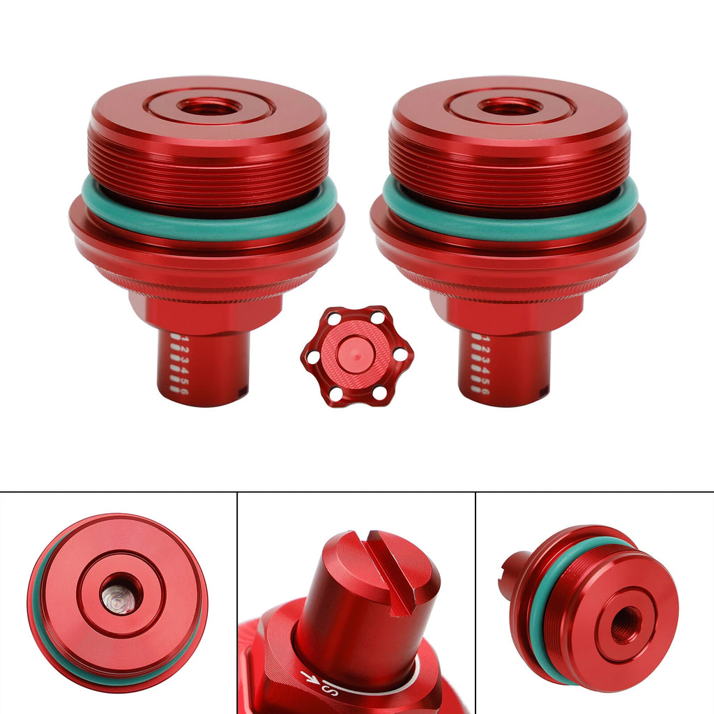 Pair Preload Adjuster Fork Bolt Screw Red for Yamaha MT-03 (2019–2023)