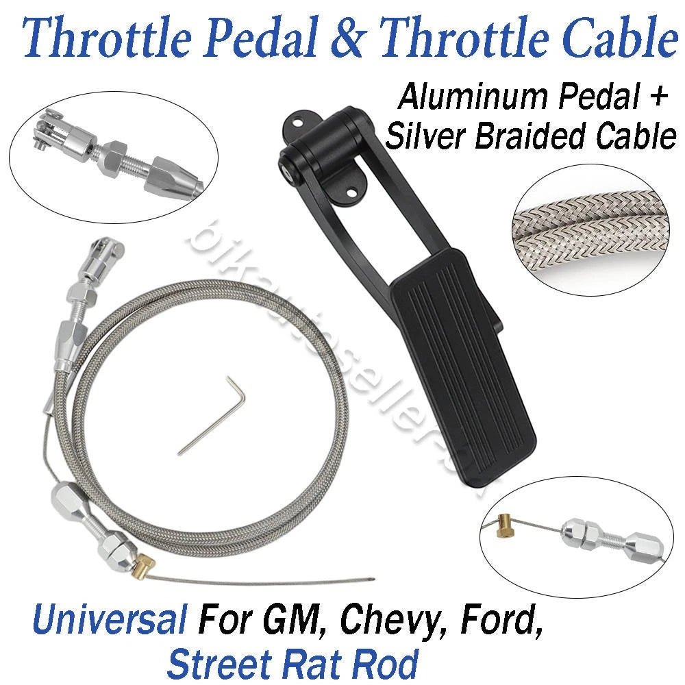 Aluminum Gas/Throttle Pedal & Braided Cable for Chevy (Universal)