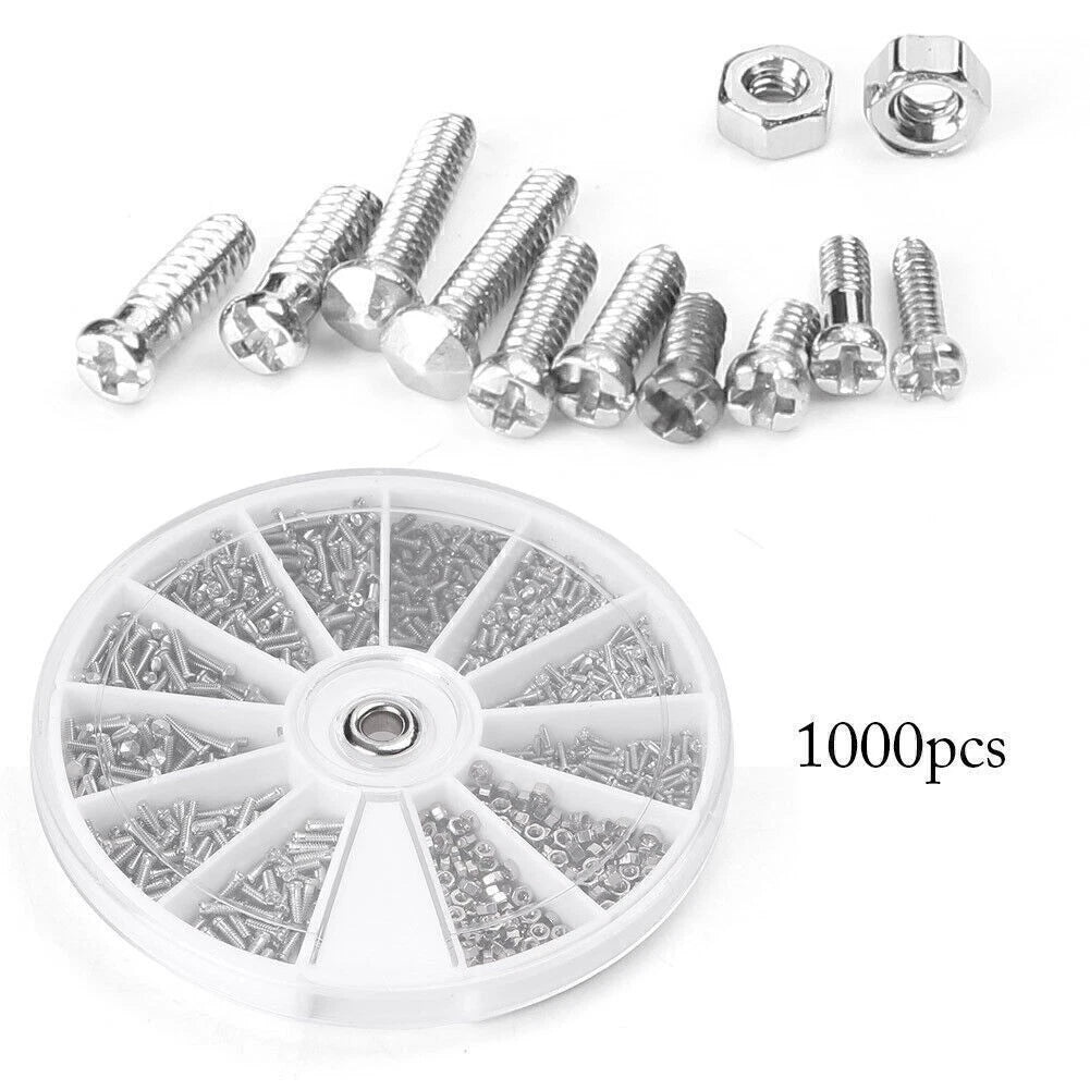 1000PCS Small Screws Nuts Assortment Kit for M1 M1.2 M1.4 M1.6