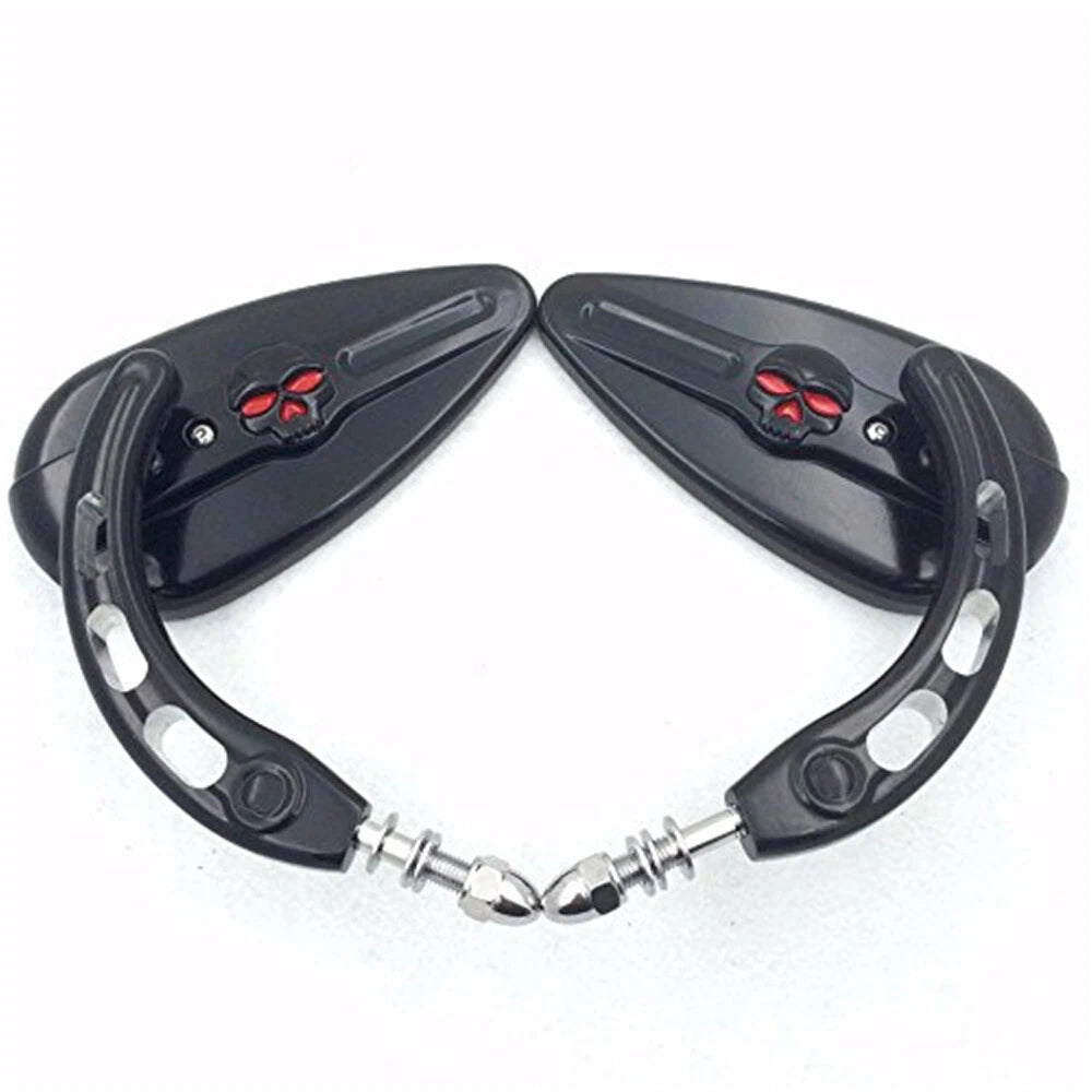 Black Skull Side Mirrors for Harley Dyna Super Glide FXE FXDXT (2006–2017)