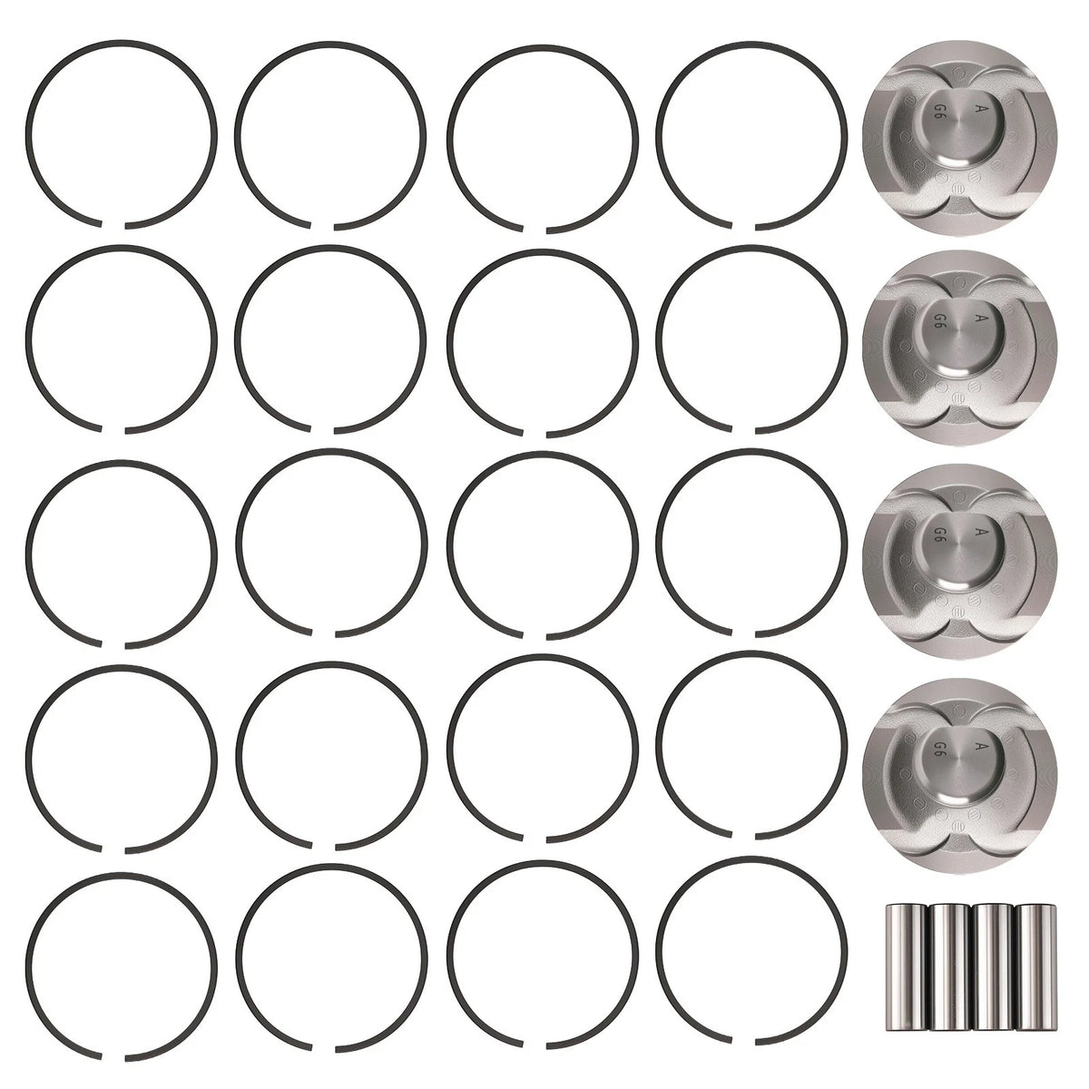 4Pcs Piston & Rings Kit 23041-2B600 for Hyundai Kia Accent Rio (2012–2016)