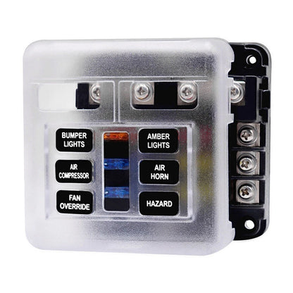 6-Way Blade Fuse Box with LED Indicator for Marine Bus RVs Boats