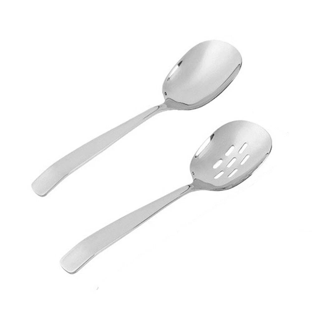 Set of 2 Stainless Steel Serving Spoons 316L Solid & Slotted