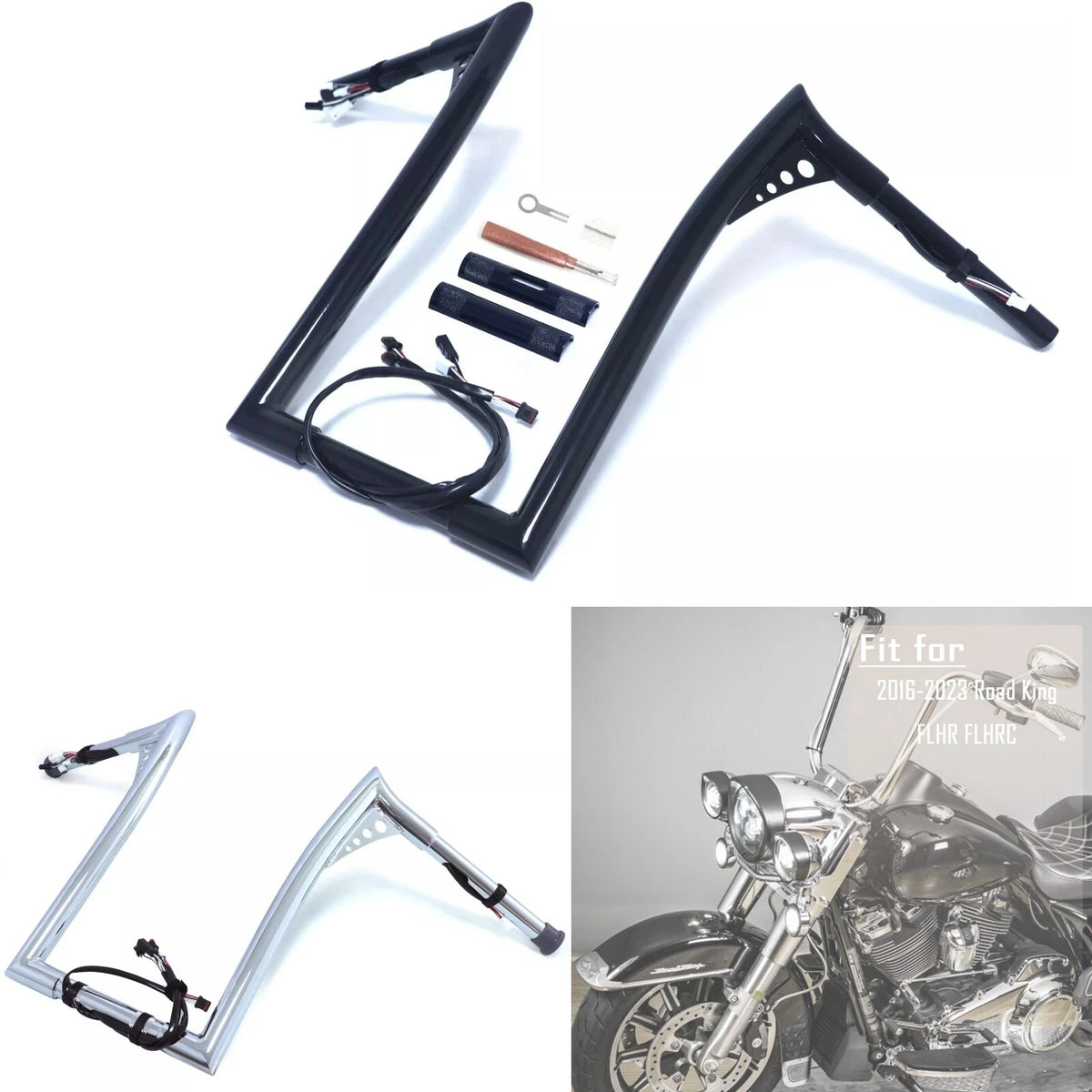 12" 14" 16" Rise Prewired Handlebar for Harley Road King FLHR/C (2016–2023)