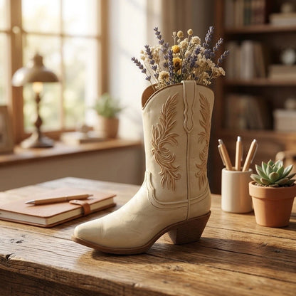 Resin Boot Vase for Flowers 17.5cm